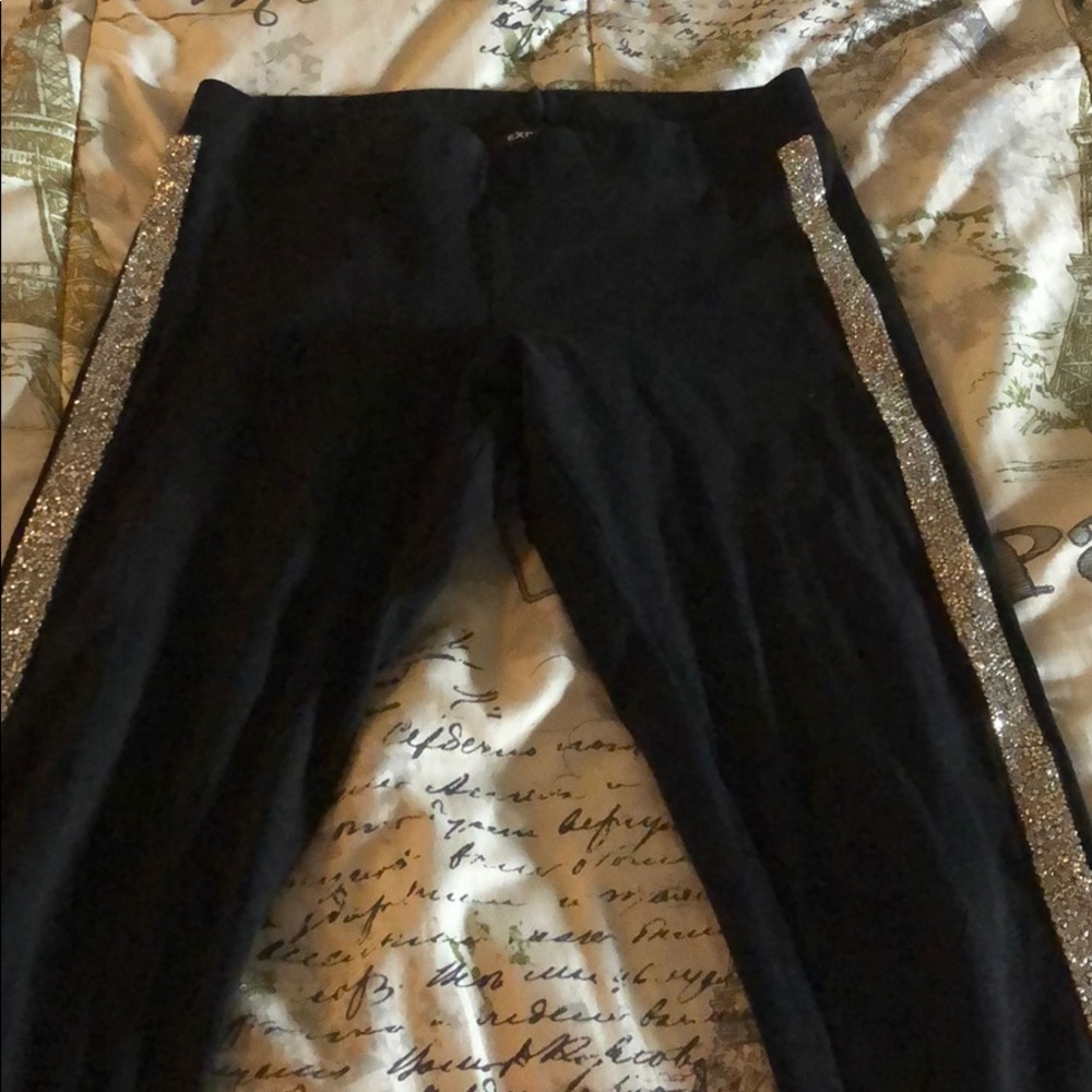 Black leggings with silver crystal details